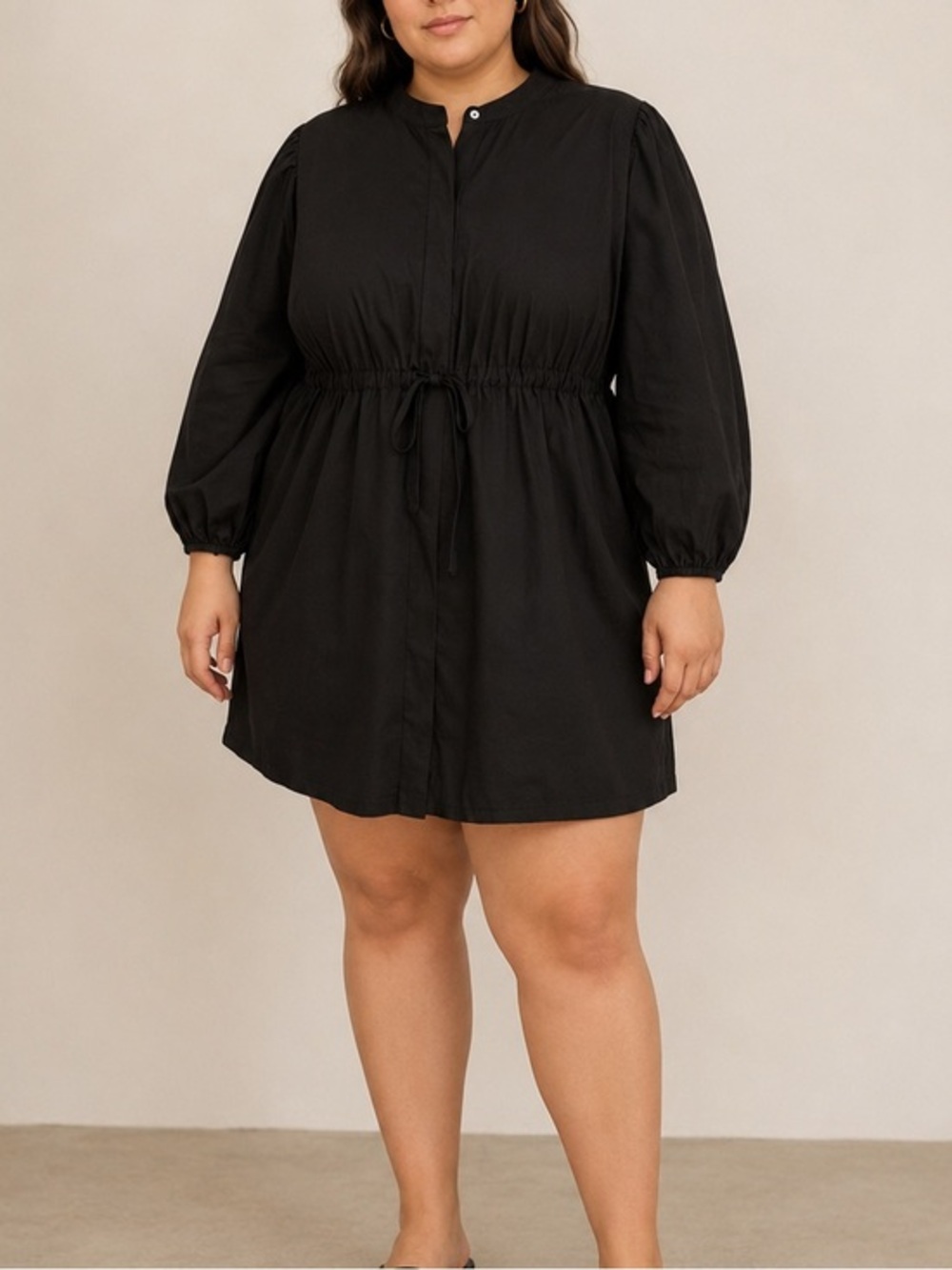 Banana Republic Black Button Down Waist Tie Long Sleeve Minimalist Shirt Dress